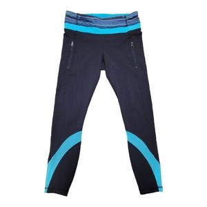 Lululemon Athletica Leggings Size 6 Black Blue Mesh